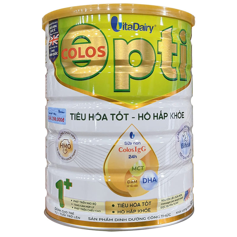 Sữa Colos Opti 1+ lon 800g - Tiêu hoá tốt, Hô hấp khoẻ, Dành cho bé từ 1 tuổi trở lên của VitaDairy