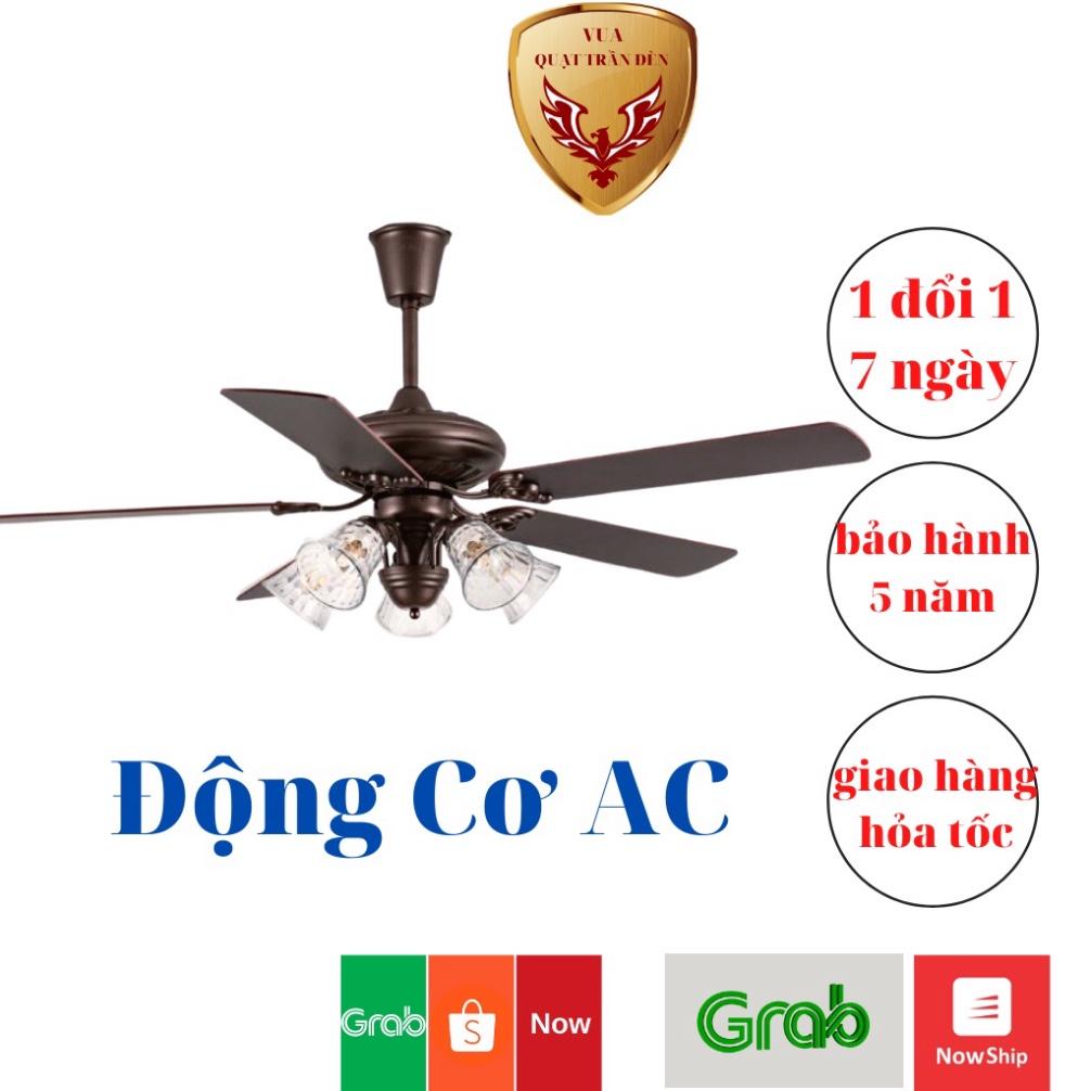 Quạt Trần Cánh Gỗ 5 Bóng QTD236, Quạt Trân Có Đèn tô điểm Phòng Khách, nguyên nhân AC