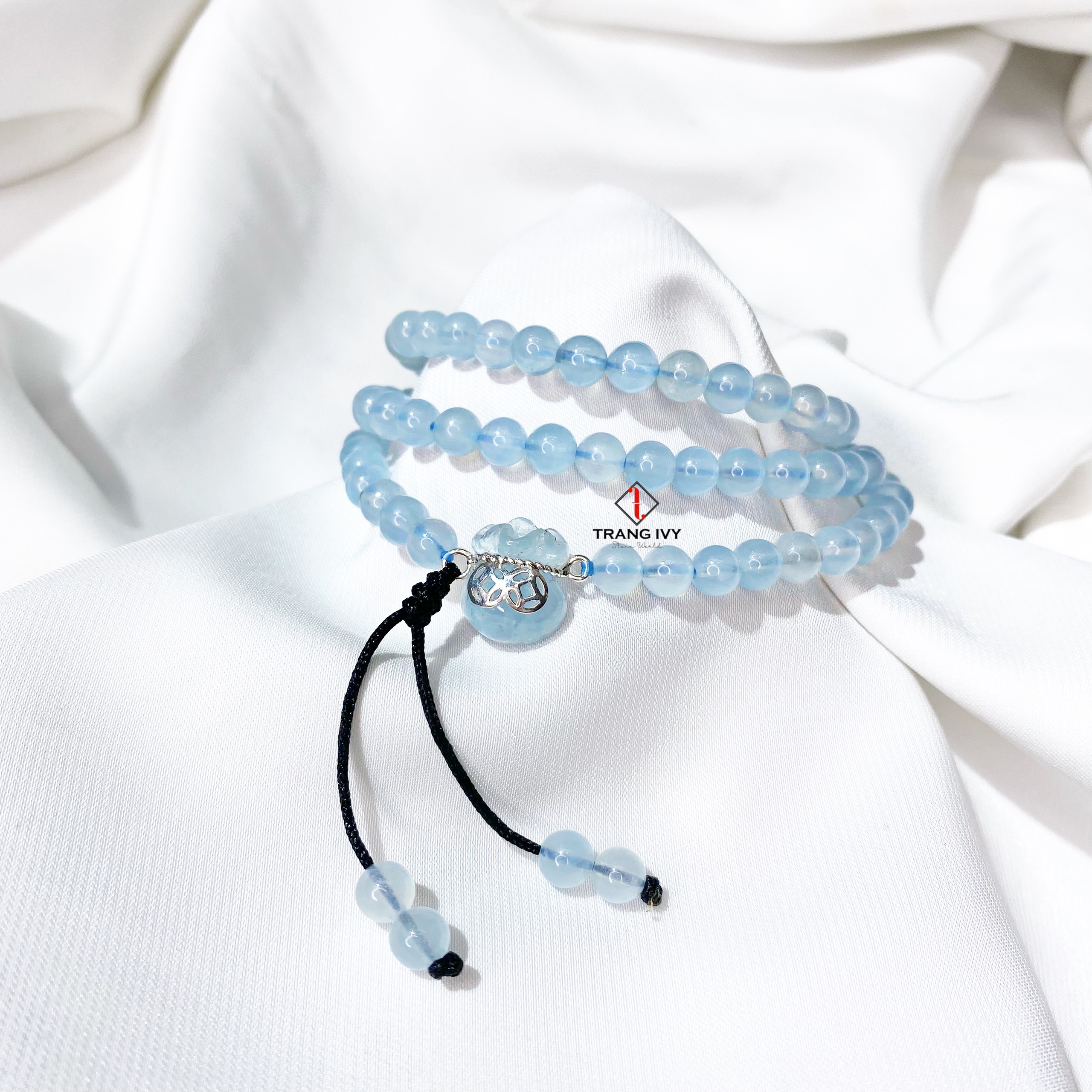 Vòng tay Aquamarine mix túi tiền