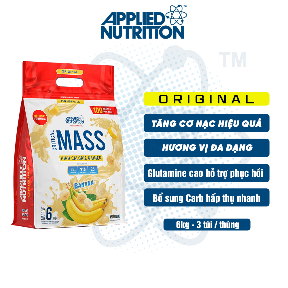 Sữa Tăng Cơ Critical Mass Gainer (6KG) Thực Phẩm Bổ Sung Hỗ Trợ Tăng Cơ và Tăng Cân | Applied Nutrition | Nhập Khẩu Anh