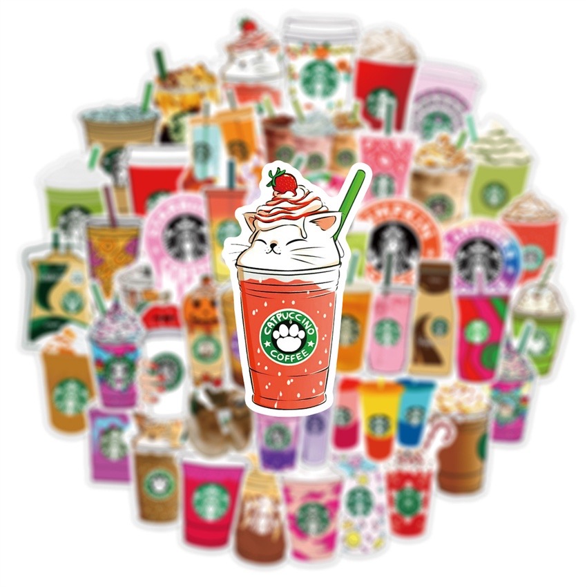 Bộ 50 Sticker nhãn dán Coffee đáng yêu ngọt ngào