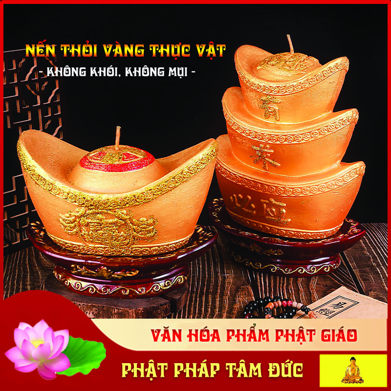 Nến thỏi vàng, sáp thỏi vàng thần tài an toàn không độc hại - Cháy 12h