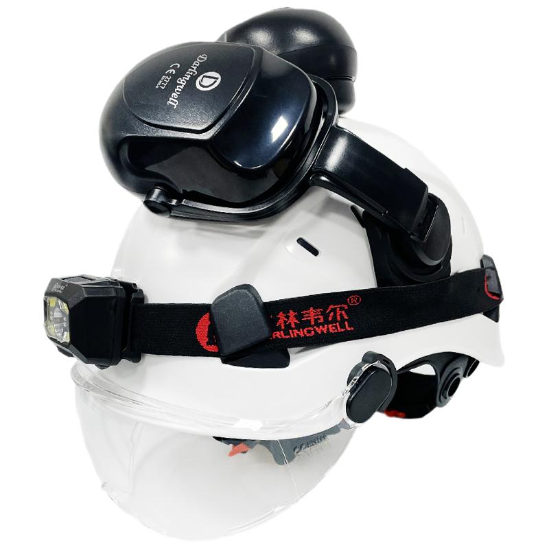 Mũ bảo hiểm an toàn xây dựng với tấm kính che mặt đèn LED CE EN397 ABS HARDHAT ALOFT làm việc ANSI Công việc công nghiệp tại Night Protection