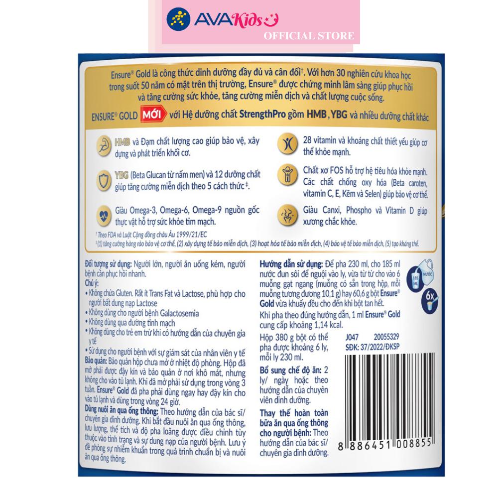 Sữa bột người lớn Ensure Gold StrengthPro hương vani 380g