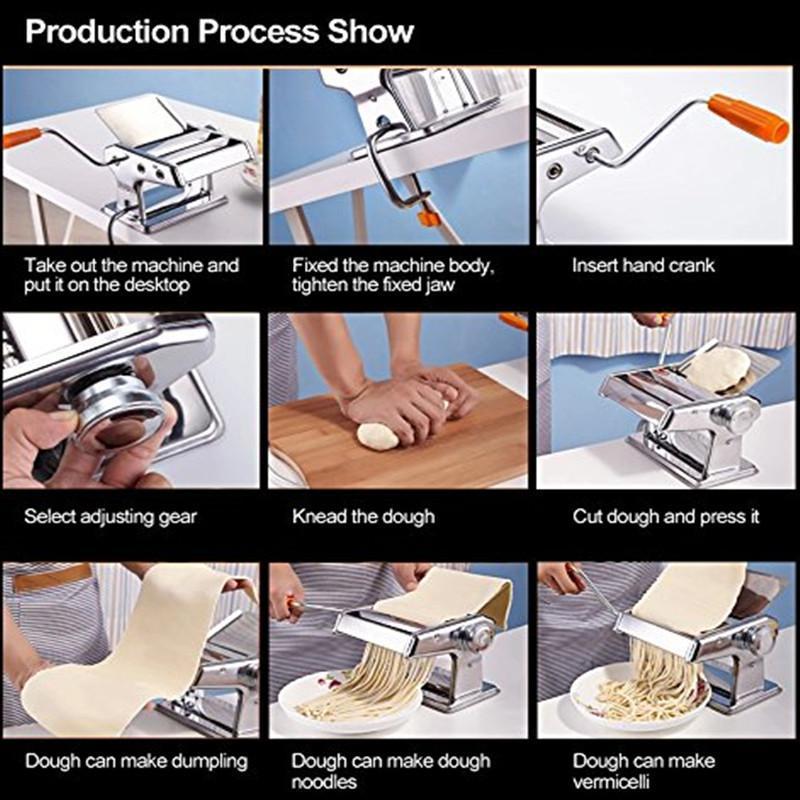 Stainless Steel 3-Cutting Dies Pasta Lasagne Spaghetti Maker Machine Cutter