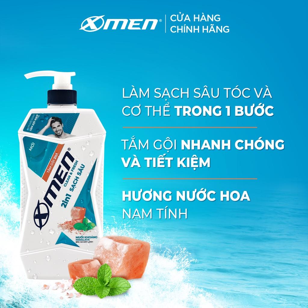 Tắm Gội X-Men Clean &amp; Fresh 2in1 Sạch Sâu 630g