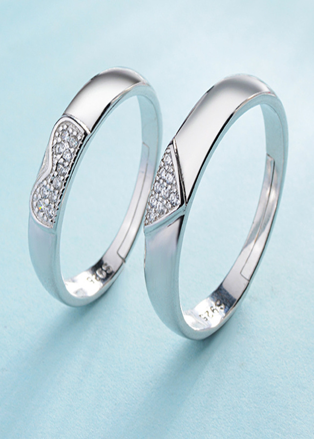 Nhẫn cặp nhẫn đôi hình nửa trái tim xinh xắn NC01