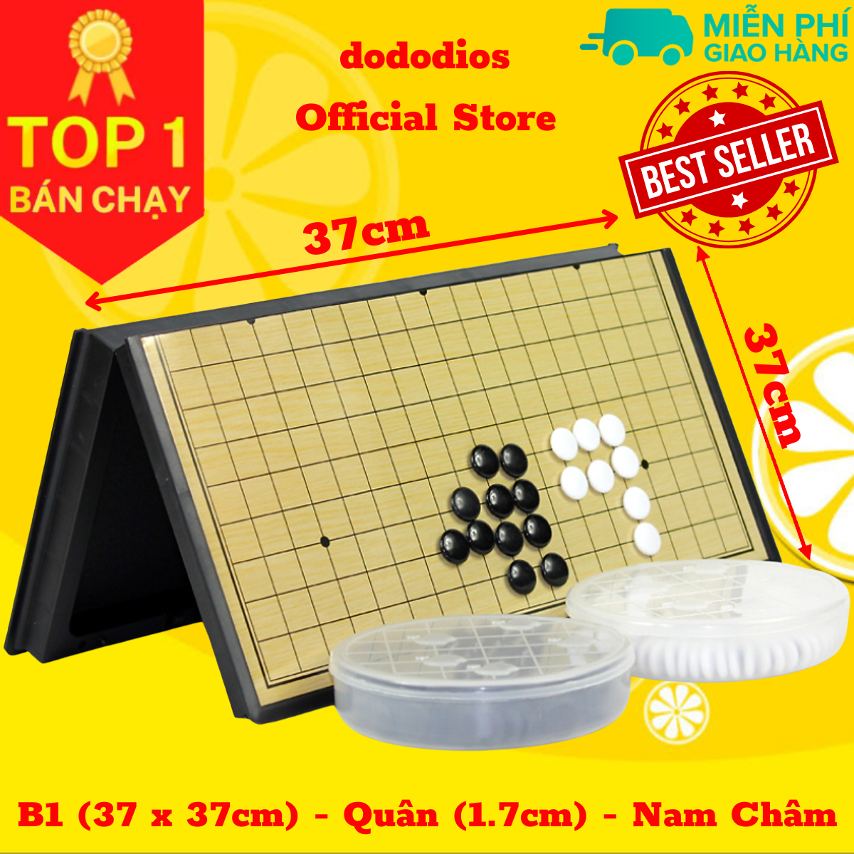Cờ vây nam châm 19 dòng, 180 đen + 181 trắng, quân cờ đường kính 1.7cm, cao 0.5cm - Hãng dododios - B1