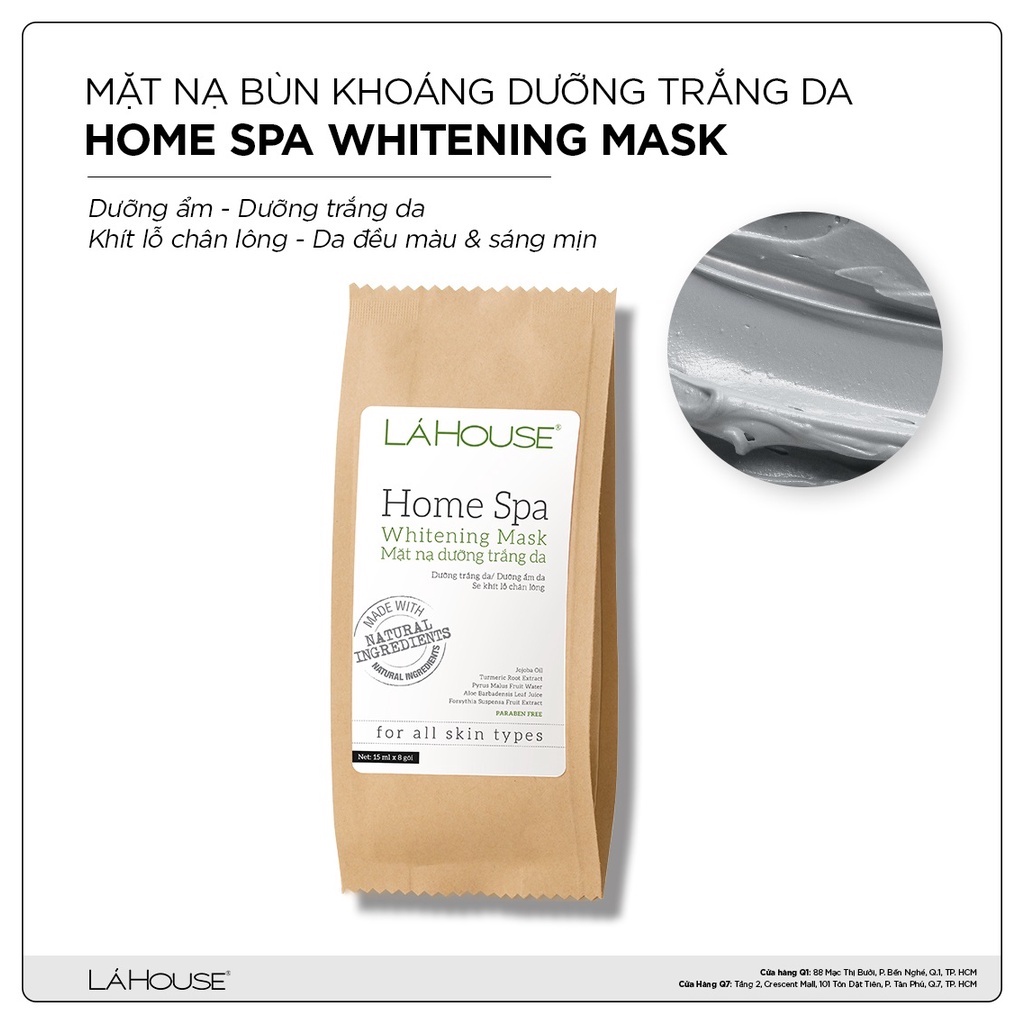 Mặt nạ dưỡng trắng da Lá House Home Spa Whitening Mask 15ml/8gói