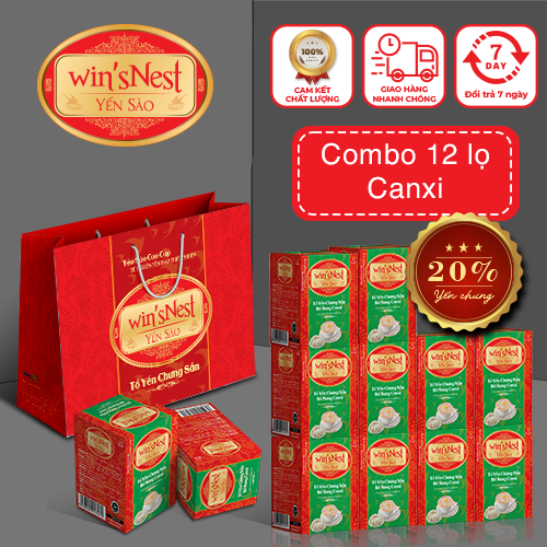 Combo 12 lọ Yến Sào cao cấp win'snest Tổ Yến Chưng Sẵn Bổ Sung Canxi 20% (70 ml/ lọ)