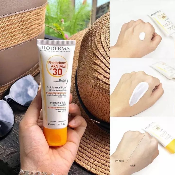 Kem Chống Nắng Bioderma Photoderm AKN Mat SPF 30 40ml + Tặng Kèm Túi Đựng Mỹ Phẩm Cao Cấp