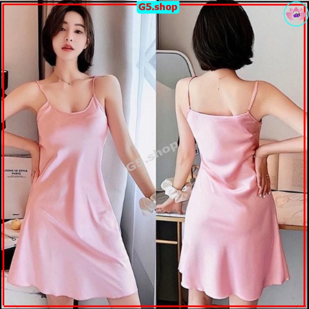 Váy Ngủ 2 Dây – Đầm Ngủ Dáng Suông Chất Lụa Satin Cao Cấp Mềm Mịn Thoáng Mát G5