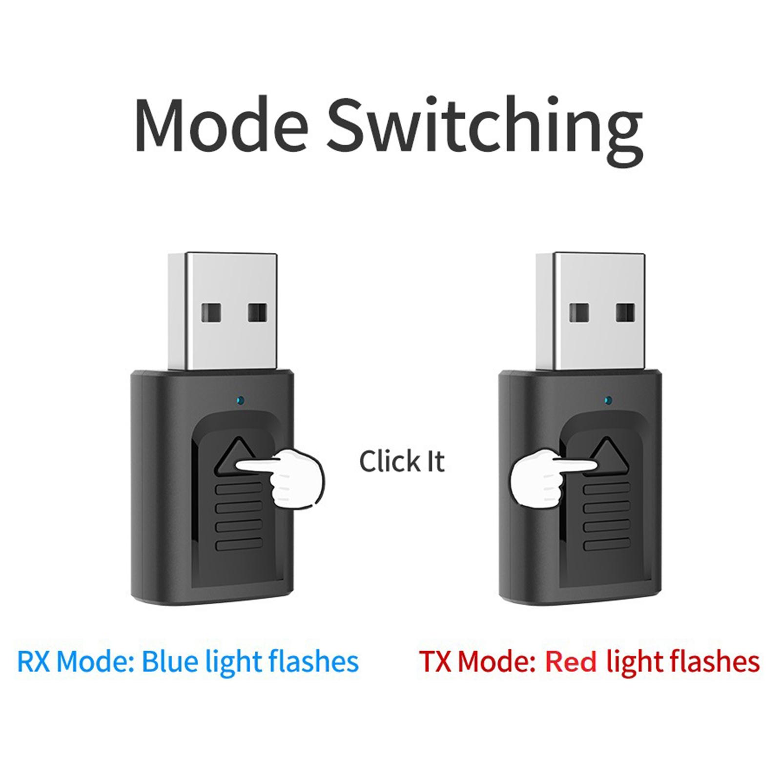 USB Bluetooth 5.0 Transmitter and Receiver Wireless Low Latency For TV Car