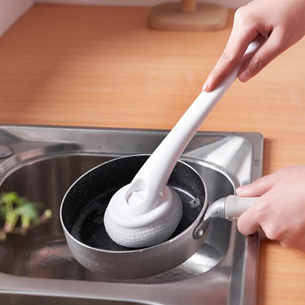 Dish Pan Pot Sponge Brush Cleaner Tool Kitchen Cleaning Scrubber White