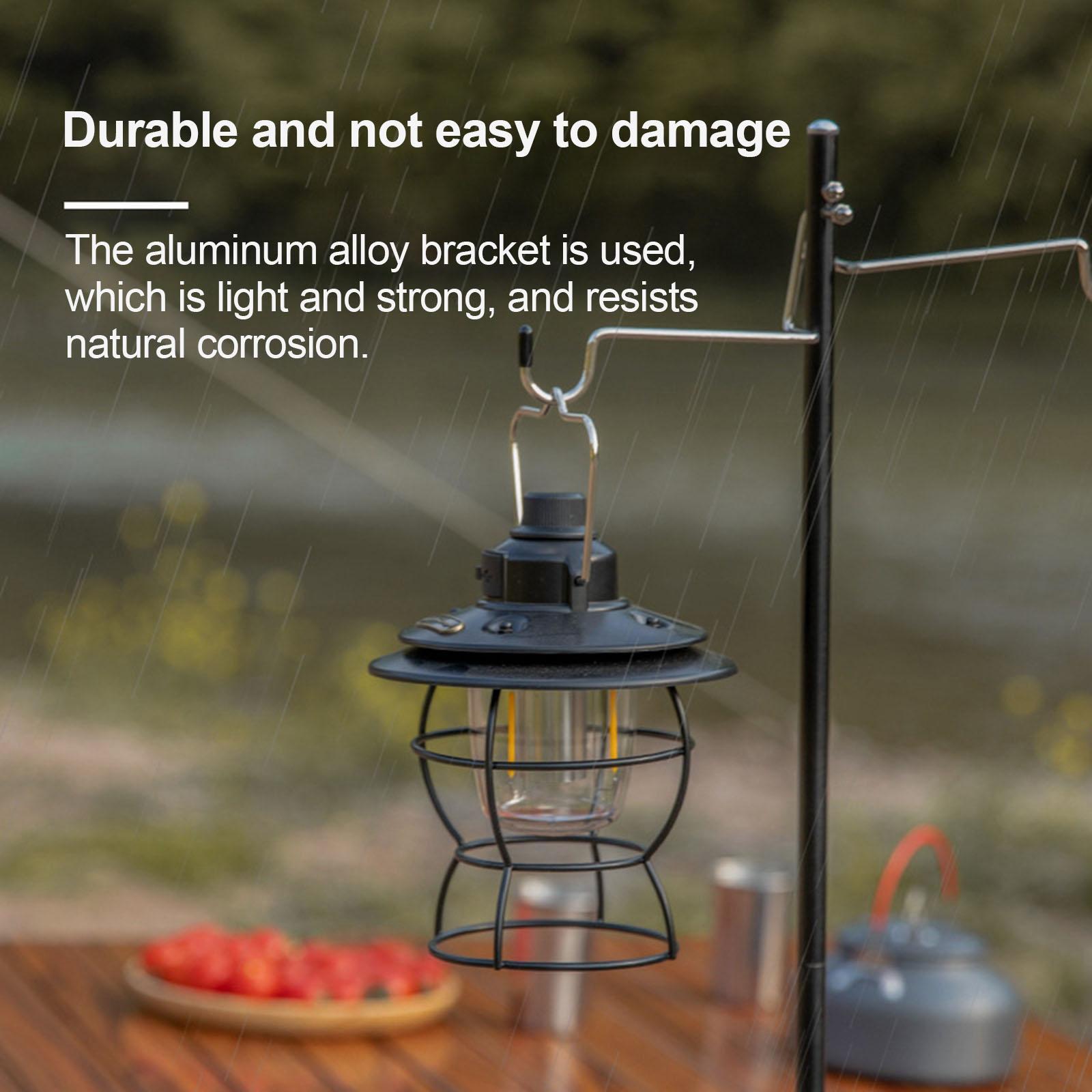 Portable Camping Lantern Stand, Lantern Holder, with Clamp & Stake, Lightweight Aluminum Alloy Removable Lantern Hanger, for Picnic Fishing