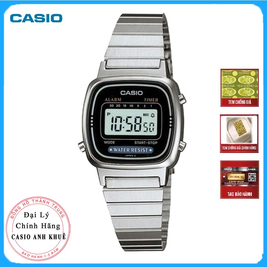 Đồng Hồ Điện Tử Nữ Chính Hãng Casio LA670WA-1DF Dây Kim Loại