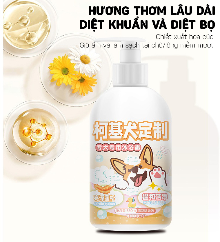 Sữa Tắm Chăm Sóc Lông, Thơm Mát Khử Mùi Hôi, Diệt Khuẩn, Diệt Bọ Dành Cho Chó Mèo, Thú Cưng, Vật Nuôi Trong Nhà 350ml - Hàng Nhập Khẩu