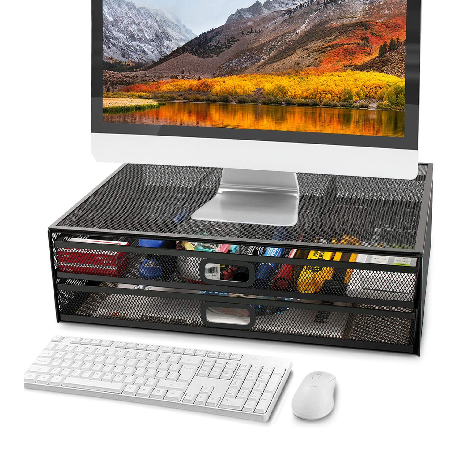 Kệ màn hình máy tính có ngăn kéo 2 tầng Monitor Stand Riser with Drawer