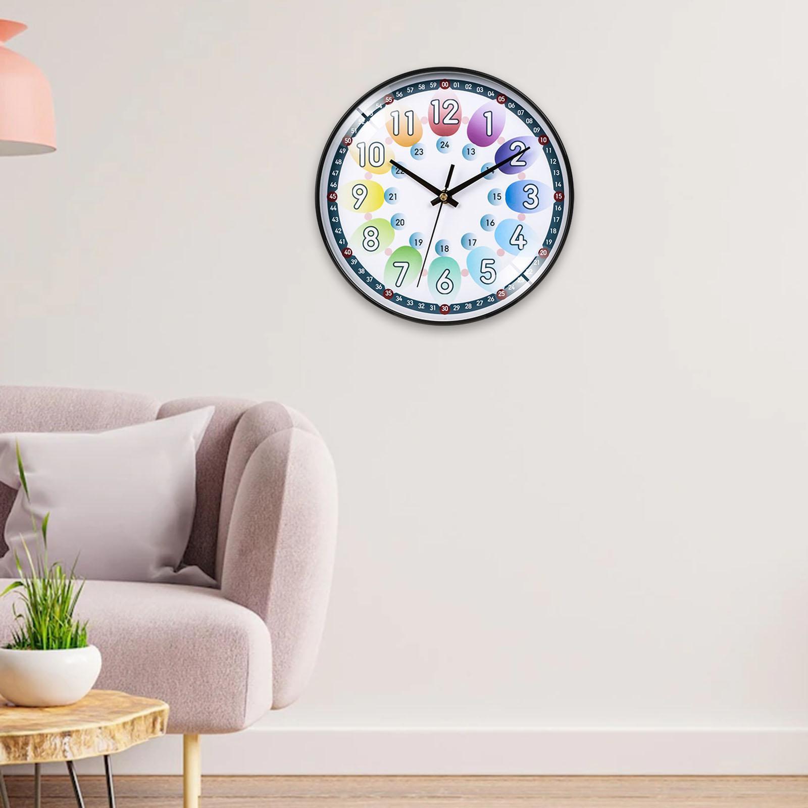 Kids Wall Clock Silent Non Ticking Kids Learning Living Room Home