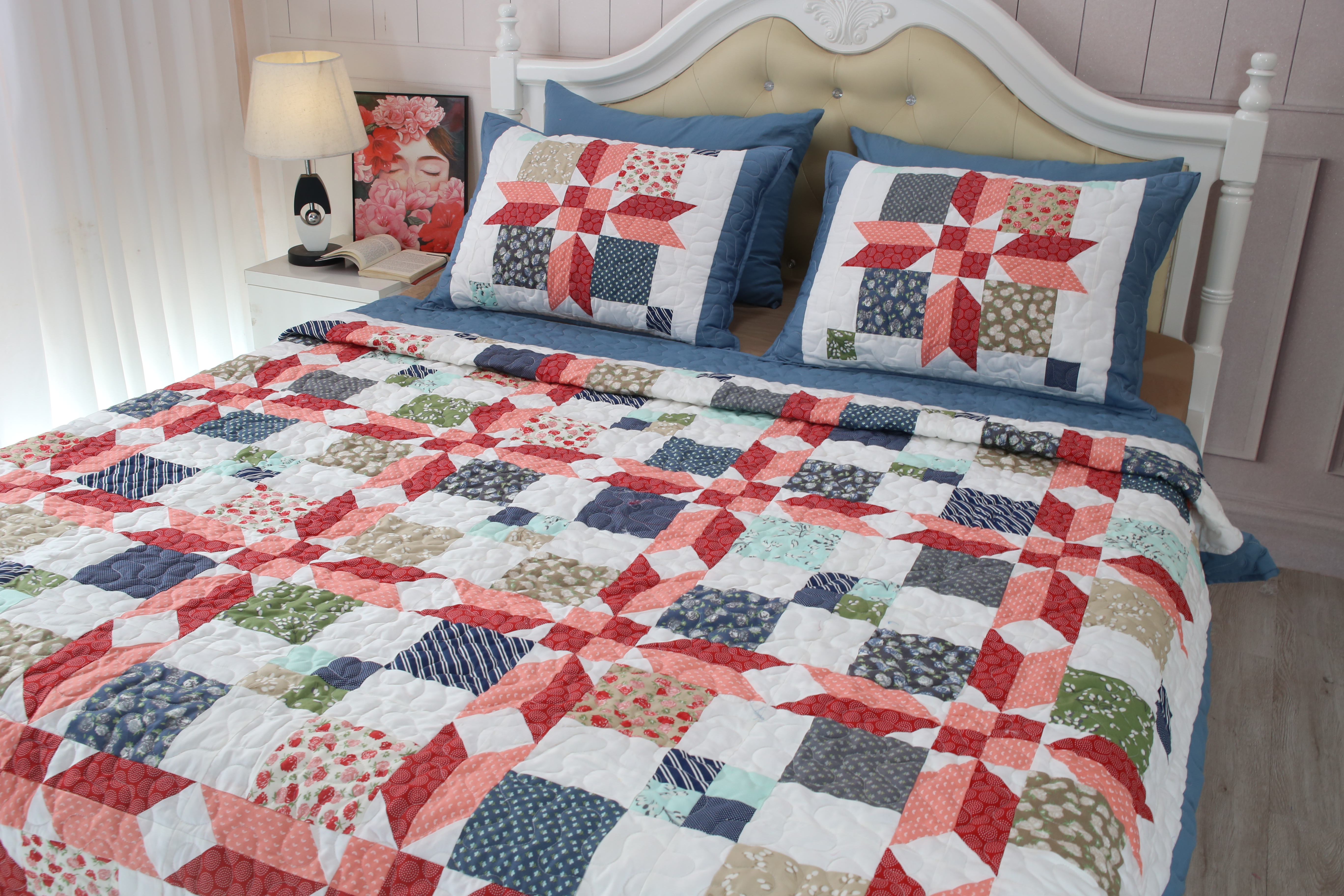 QUILT BLANKET CHĂN COTONE HÀN HOẠ TIẾT GHÉP VẢI COTTON 100% HQ/OEM