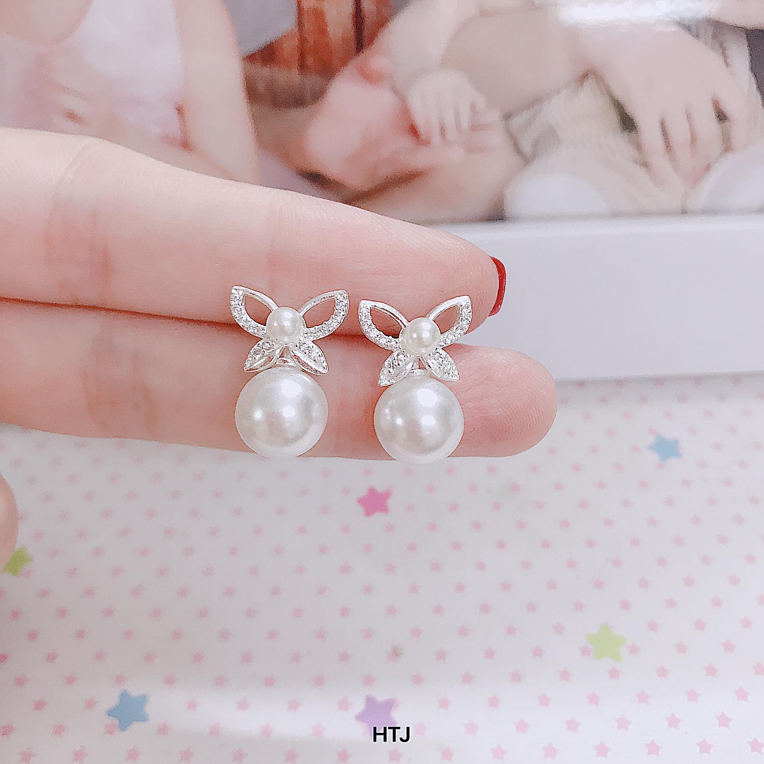 Bông tai bạc nụ trai chất liệu bạc s925 MS06a