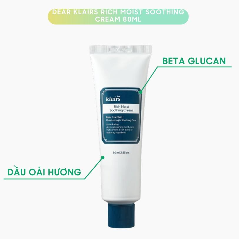 Kem dưỡng ẩm Klairs Rich Moist Soothing Cream 80ml
