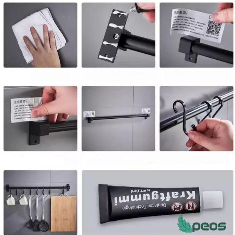 Thanh Treo Muỗng Đa Năng Dán Tường Tiện Dụng, Tiết Kiệm Diện Tích