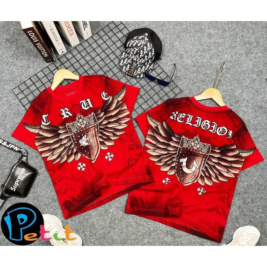 Áo thun cho bé trai phối đồ đẹp ngầu size 35-65kg chất cotton mềm mát mẫu in nhũ