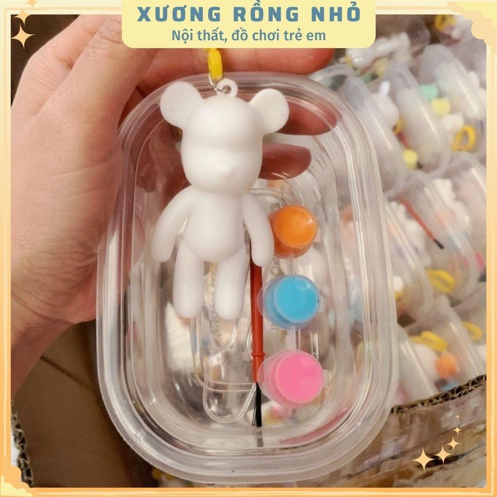 Móc Khóa Bearbrick Đổ Màu phôi gấu màu trắng 2 kiểu dáng phụ kiện móc khóa DIY tự làm