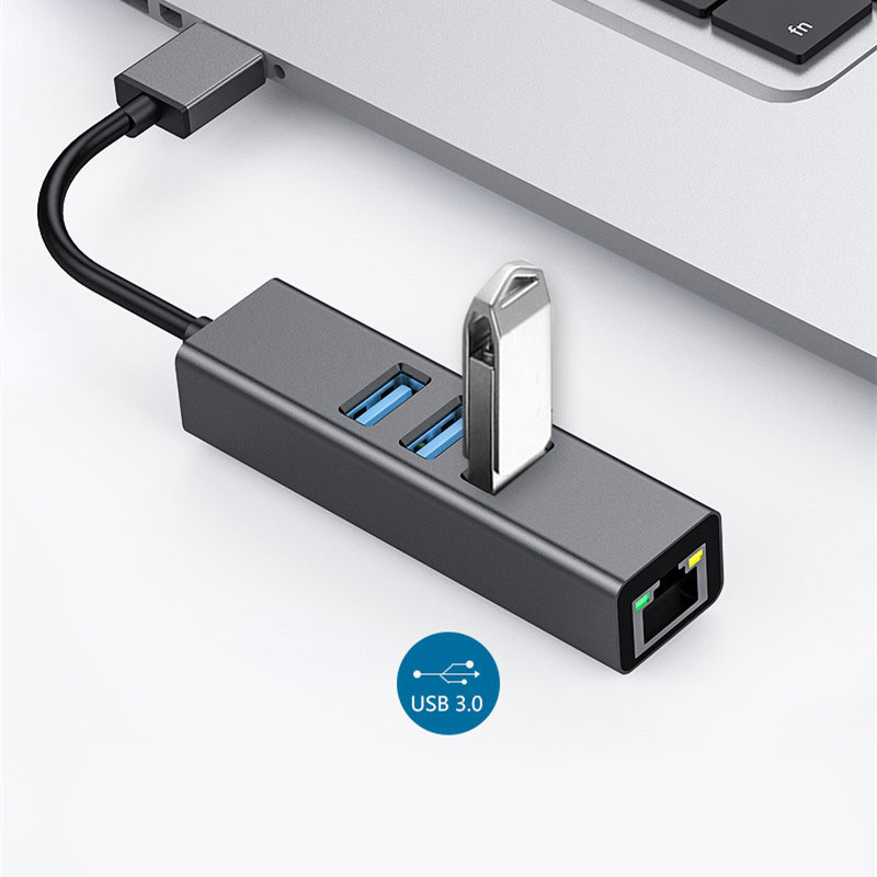 Hub Chuyển Đổi USB 3.0 Ra Cổng Mạng Lan RJ45 1000Mbps/Gigabit Ethernet SeaSy SS83, Cổng Chuyển Đổi USB To Cổng Lan, Tích Hợp 3 Cổng USB 3.0, Tốc Độ Truyền 1000Mbps, Dùng Cho Máy Tính/Laptop/PC/Macbook – Hàng Chính Hãng