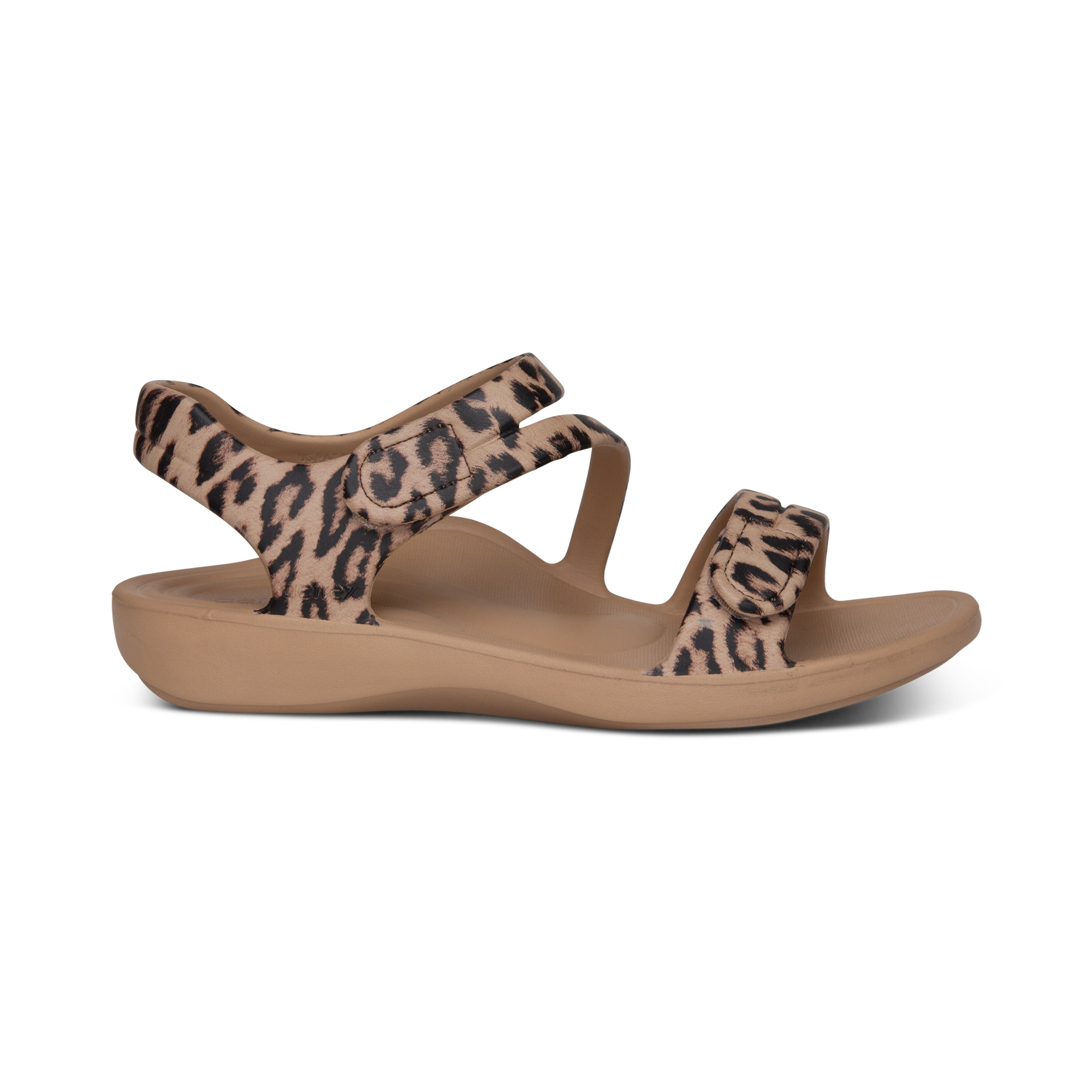 Giày sandal sức khoẻ nữ Aetrex Jillian Sport Leopard - nâng vòm giảm đau gai gót chân