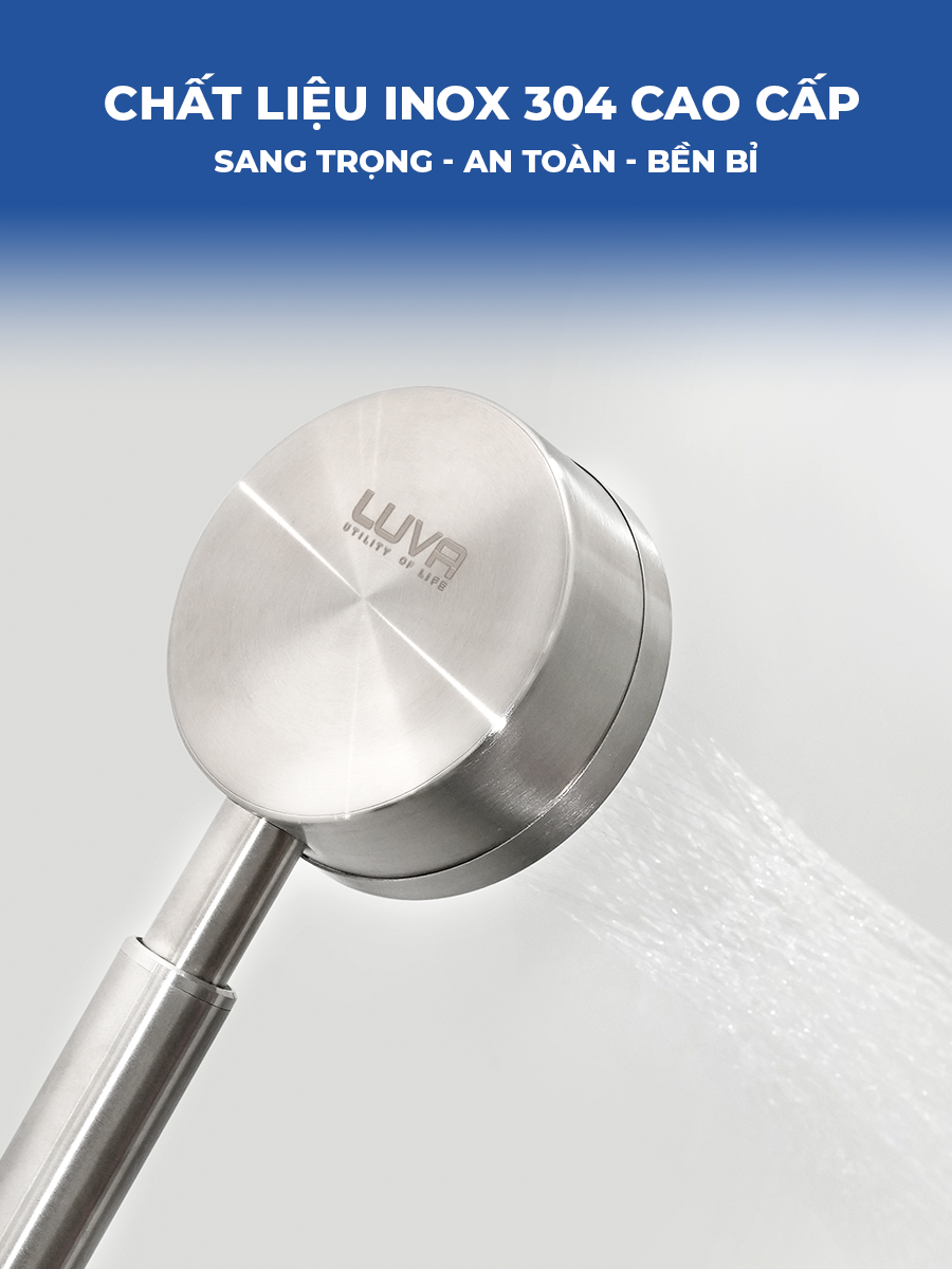 Vòi sen tăng áp LUVA VS5, inox 304, BH 1 năm, đổi lỗi 100 ngày, phun nước dạng xoắn ốc