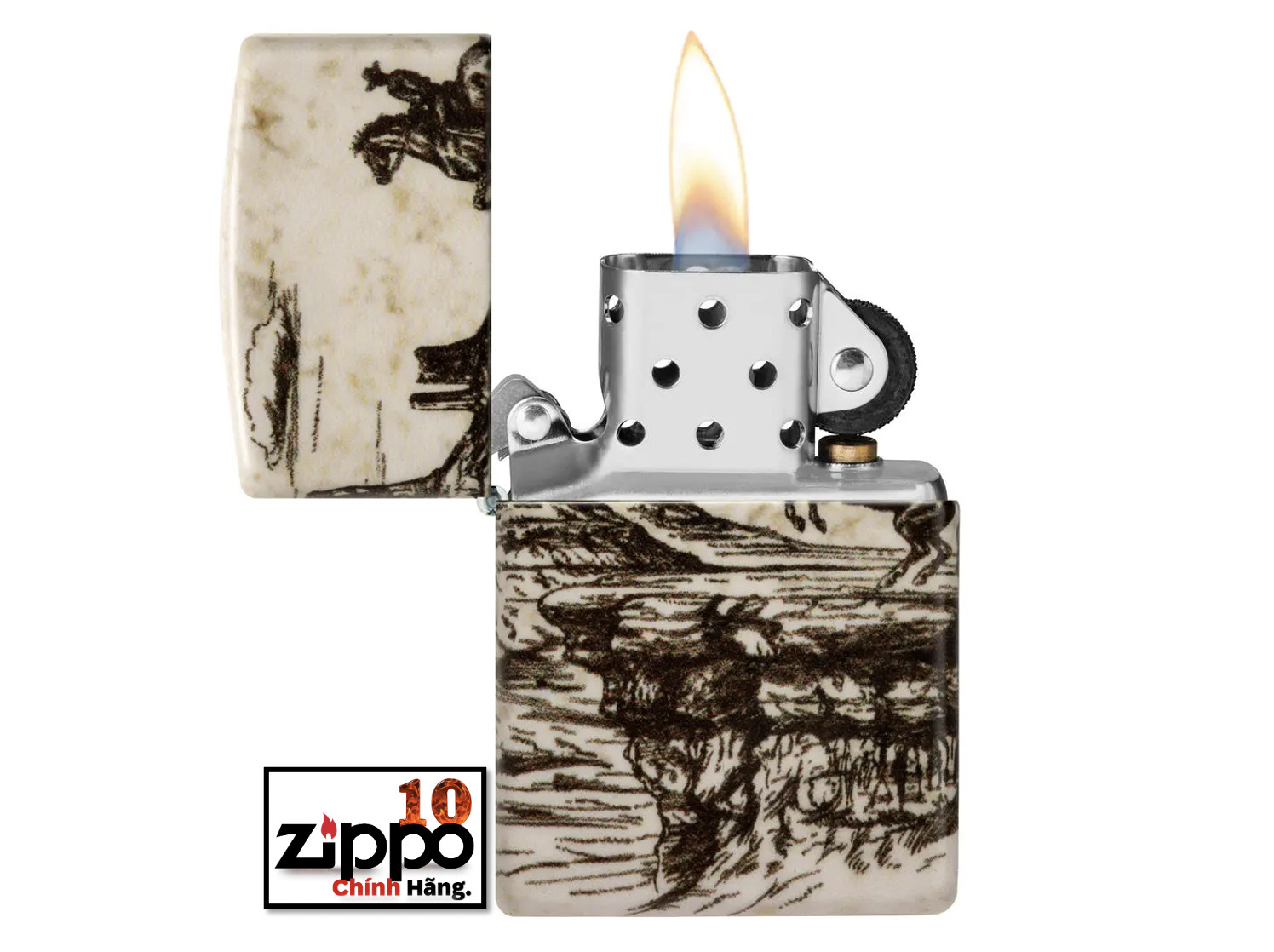 Bật lửa Zippo 48518 Wild West Scene Design - Chính hãng 100%