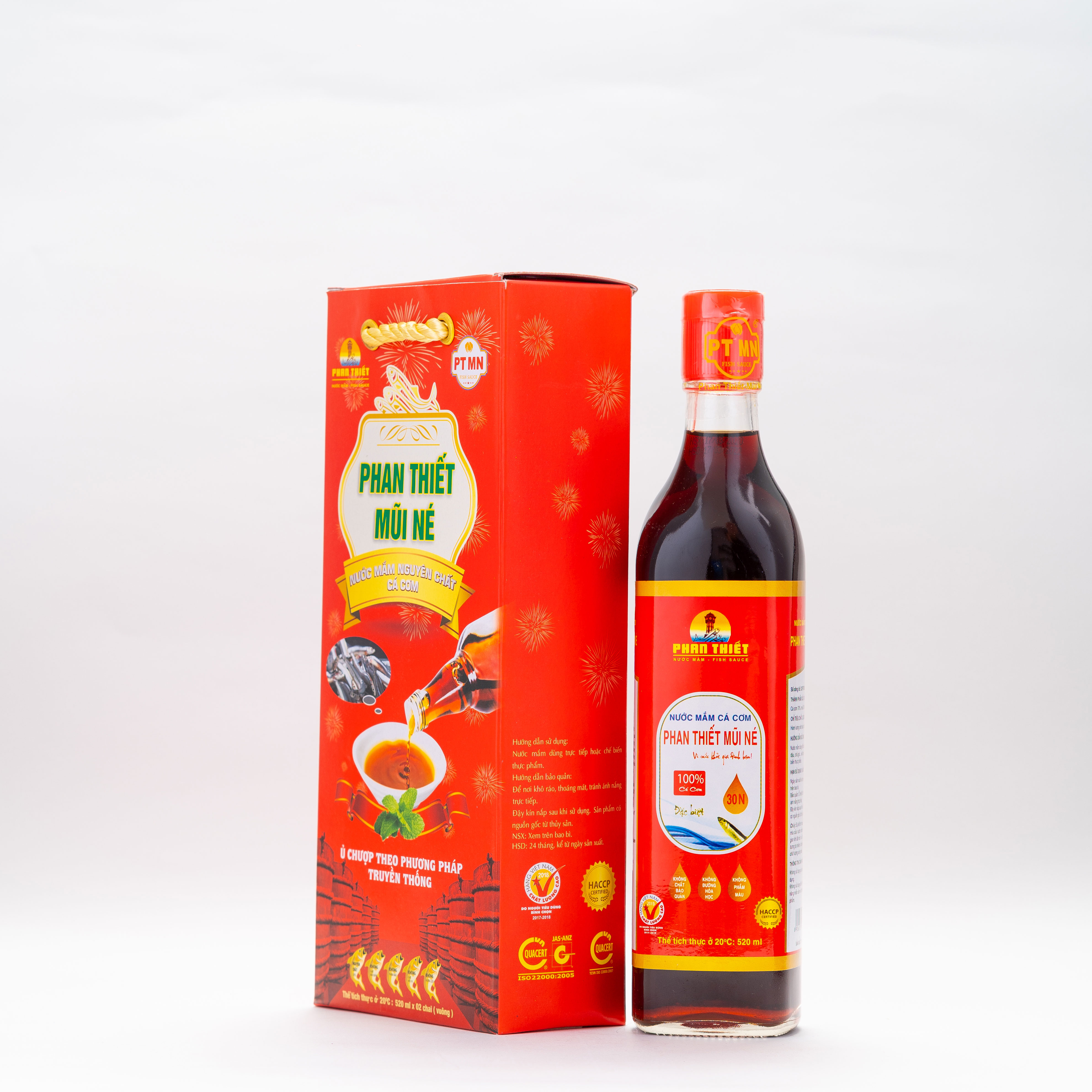 30 Đạm x 520ml Nước Mắm Cá Cơm Truyền Thống Phan Thiết Mũi Né 30N 520ml
