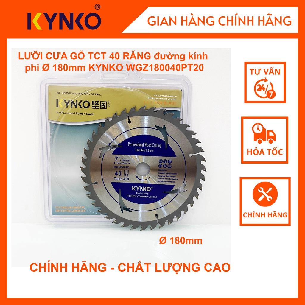 LƯỠI CƯA GỖ TCT 40 RĂNG đường kính phi Ø 180mm KYNKO WGZ180040PT20