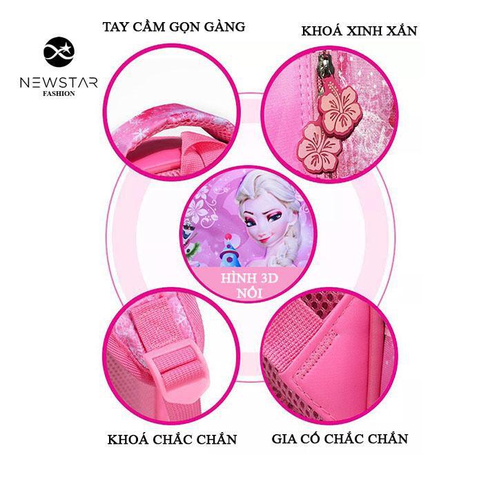 Balo đi học Balo cho bé gái cao cấp thiết kế hình công chúa chống gù lưng, vải dù siêu nhẹ, chống thấm