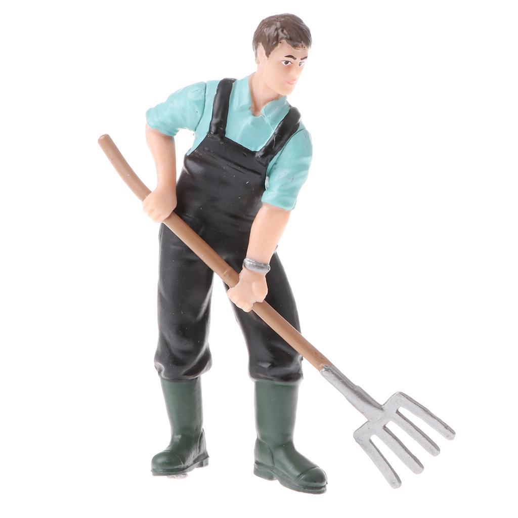 2 Pieces Simulation Farmer Model Action Figures Kids Toy Collections Gift