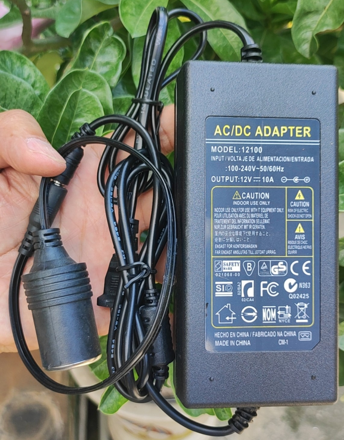 [Bộ Adapter Máy Bơm Lốp Xe 120W] Nguồn 12V 10A Đầu Cắm Ô Tô Bộ đổi nguồn điện 220v sang 12V (Nhựa)