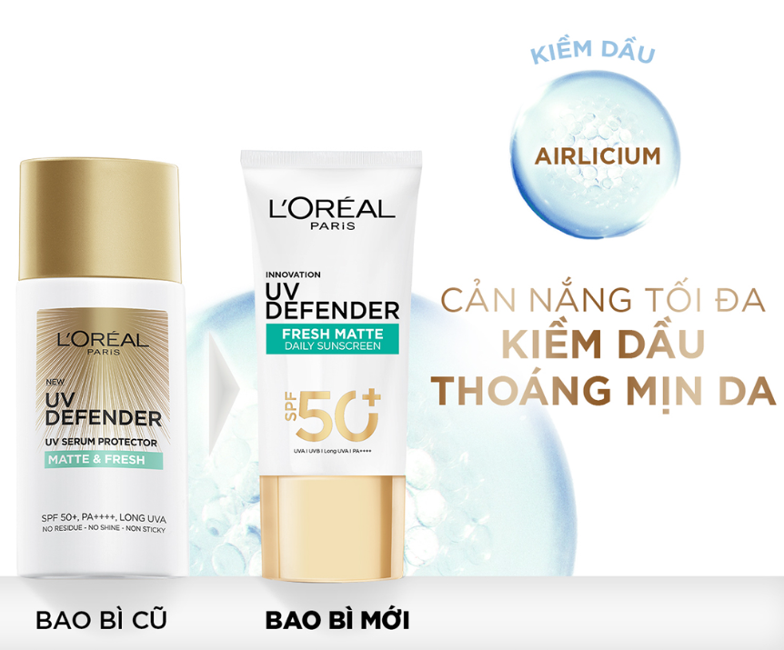 Kem Chống Nắng L'Oreal Paris SPF50+ PA++++ 50ml - Mịn Nhẹ Nâng Tông UV Defender Bright &amp; Clear