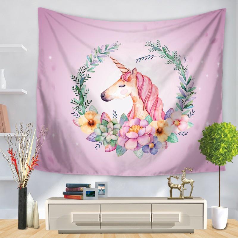 Thảm decor - Tranh vải họa tiết ngựa hồng cute, trang trí phòng cho các bé cực dễ thương