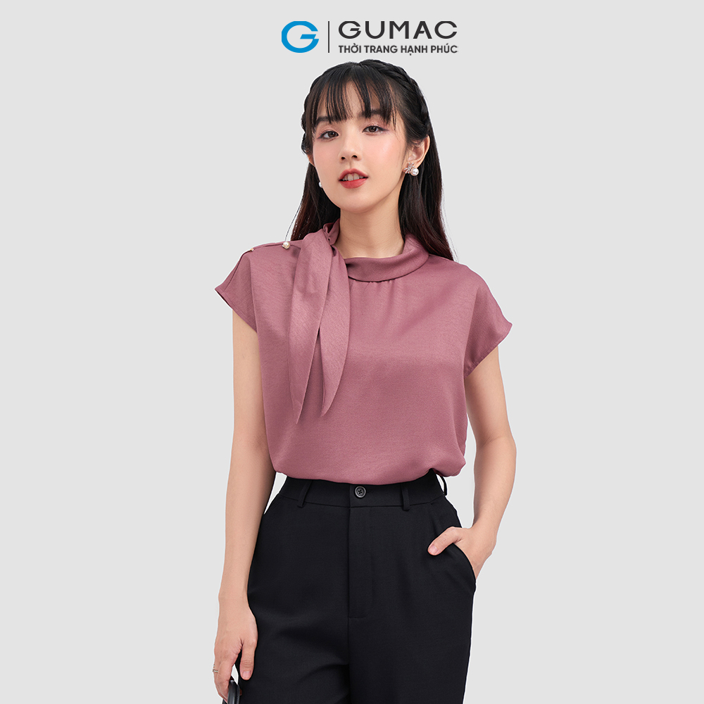 Áo kiểu GUMAC AC12031 nơ kiểu phối ngọc thanh lịch