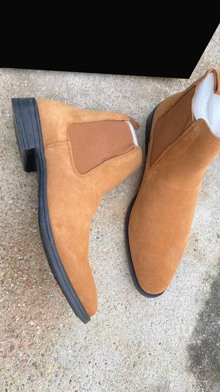 Giày Chelsea Boots Nam Da Lộn Mềm Mại Cao Cấp Màu Vàng Sang Trọng, Lịch Sự Phong Cách Trẻ Trung