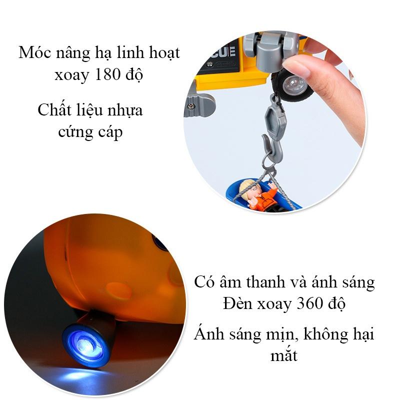 Đồ chơi trẻ em máy bay trực thăng cứu hộ vận tải cỡ lớn có nhạc và đèn- màu đỏ