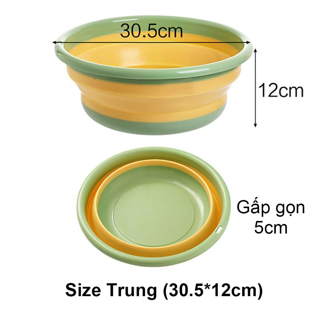 THAU CHẬU NHỰA GẤP GỌN SILICONE NHIỀU MÀU – 3 SIZE LỚN/VỪA/NHỎ - TẶNG KÈM MÓC TREO