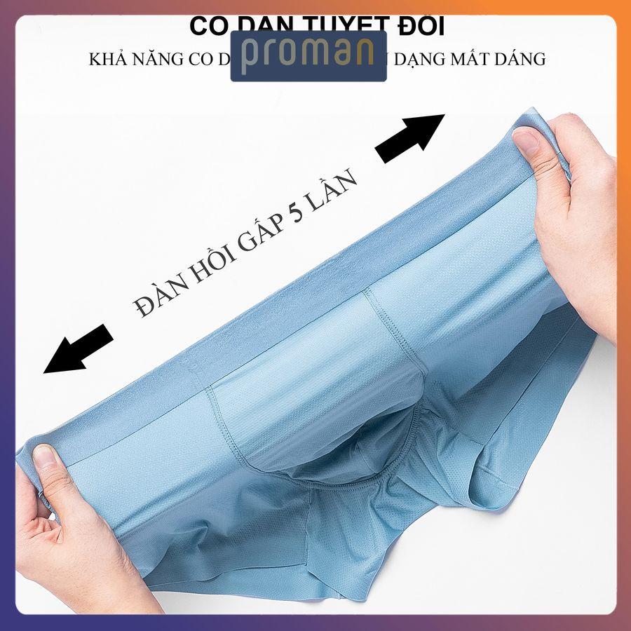 Quần Lót Nam Thun Lạnh Đúc Lụa không đường may, Sịp đùi nam đúc su co dãn 4 chiều - PROMAN