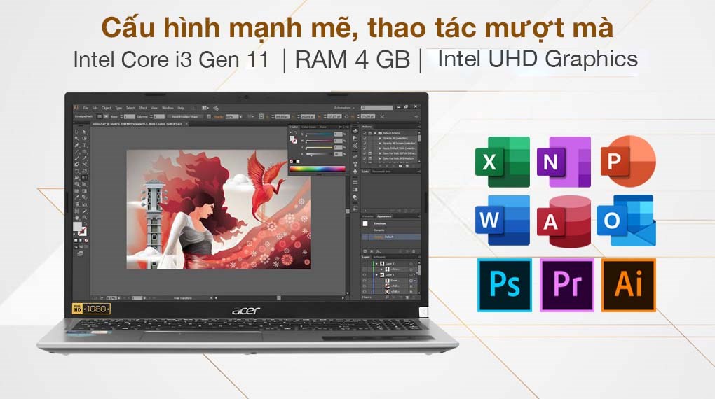 Laptop Acer Aspire A315-58-35AG i3 1115G4/4GB/256GB/Win11 - Hàng Chính Hãng