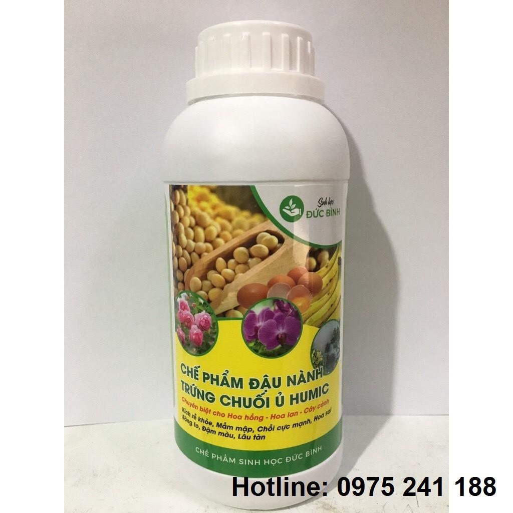 Chế phẩm đậu nành trứng chuối ủ Humic 500ml, kích rễ khỏe, bật mầm nhanh, bông to, đậm màu, quả thơm