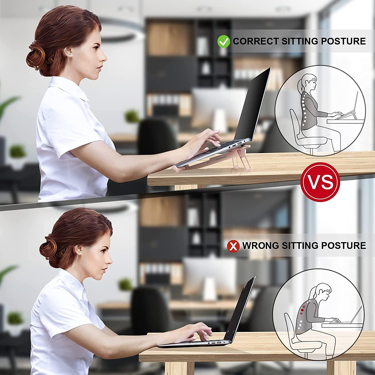 Máy tính xách tay đứng cho bàn, di động công thái học có thể điều chỉnh, giá đỡ máy tính, silicon chống trượt