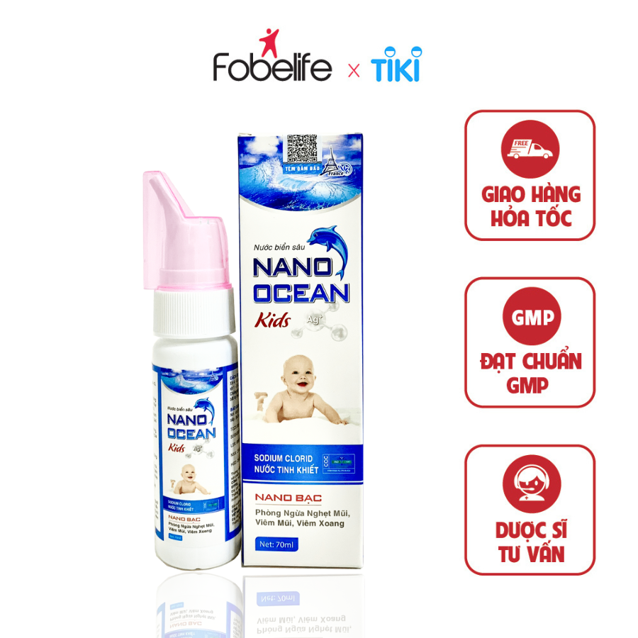 Chai Xịt Vệ Sinh Mũi Nước Biển Sâu Nano Bạc Cho Trẻ Em Nano Ocean Kids