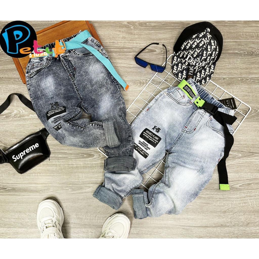 Quần jeans dài cho bé trai phối đồ đi chơi đi tiệc phong cách đẹp size 16-40kg hàng co giãn thoải mái